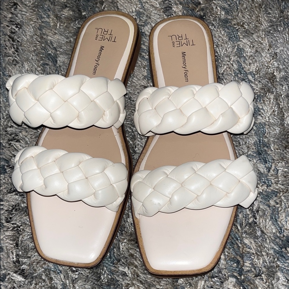 Time and Tru Cream Braided Women's Sandals
